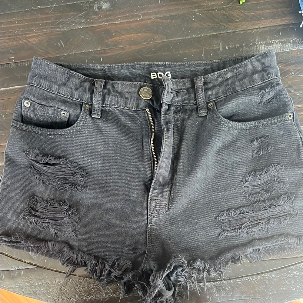 BDG Black Distressed Jean Shorts High-Waisted